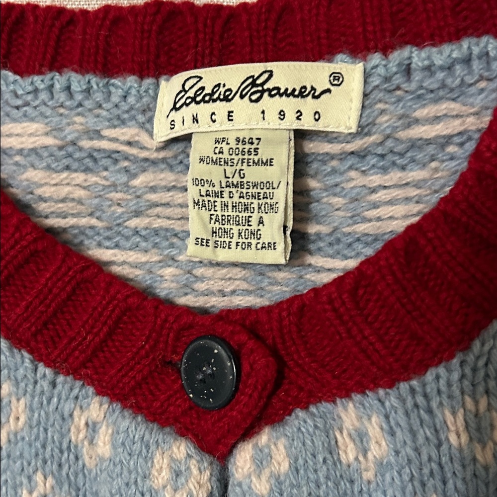 Eddie Bauer Red and Blue Knit Cardigan - Picture 2 of 3